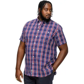 D555 Mens Royston Big & Tall Short Sleeve Check Shirt - Navy/Red Check