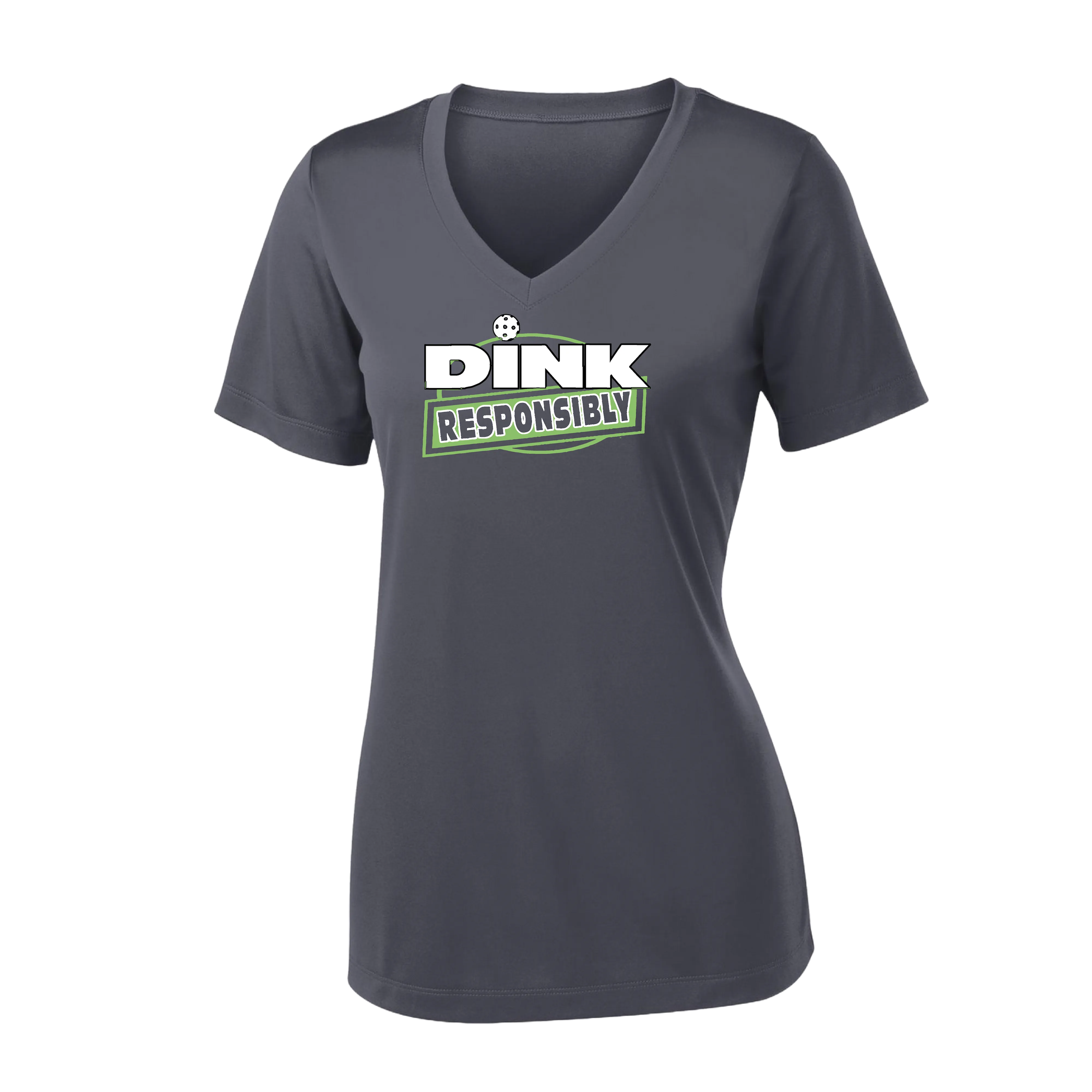 Dink Responsibly | Women's Short Sleeve V-Neck Pickleball Shirts | 100% Polyester