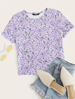 Ditsy Floral Lettuce Edge Top