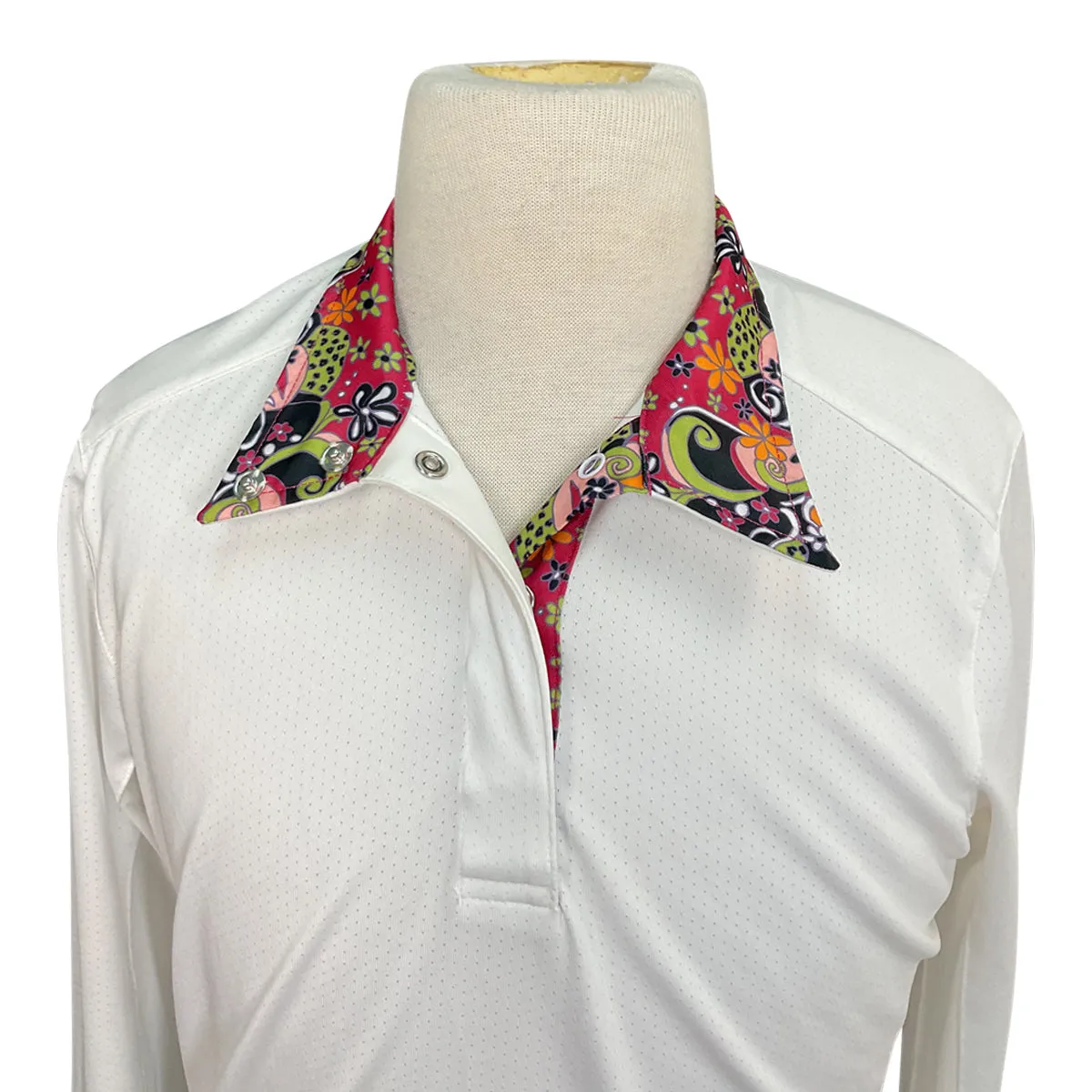 Essex Classics Talent Yarn Show Shirt in White w/Flowers - Children's Large