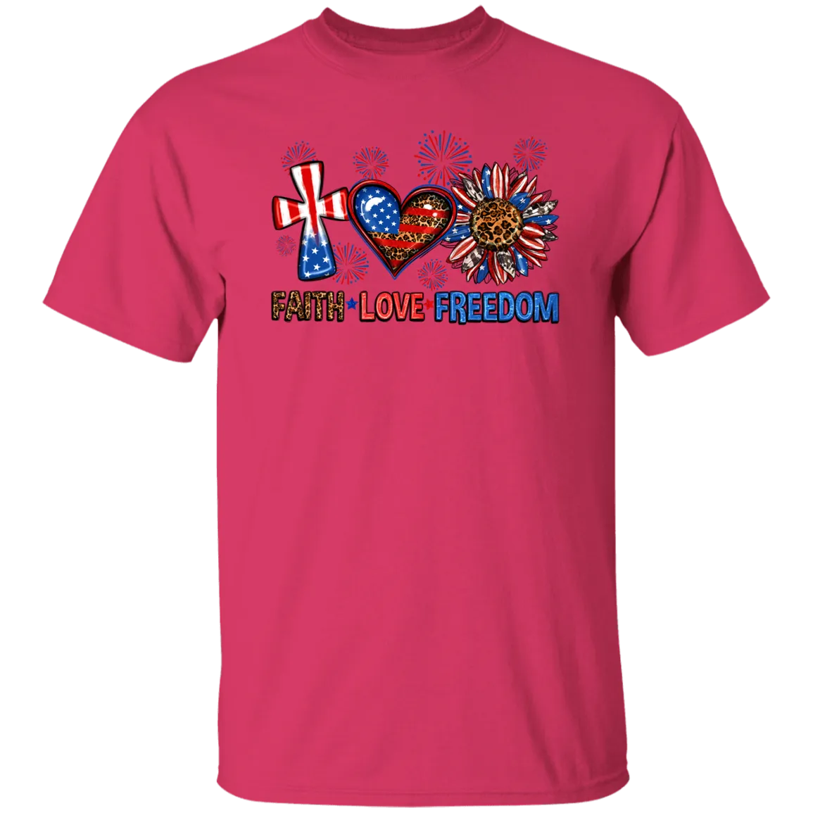 Faith Love Freedom Fireworks T-Shirt