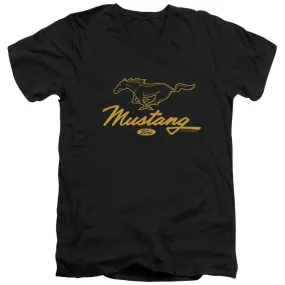 Ford Mustang Pony Script Short-Sleeve V-Neck T-Shirt