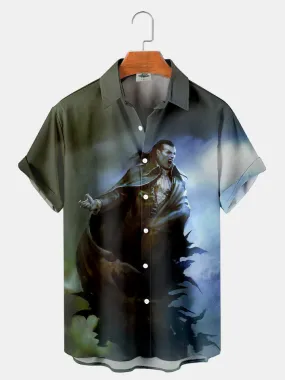 Fydude Men'S Halloween Classic Monster Vampire Dracula Printed Shirt