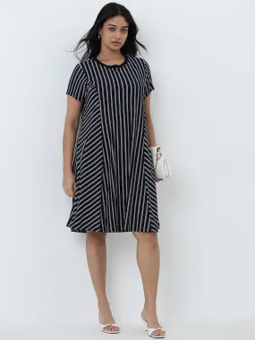 Gia Navy Striped A-Line Dress
