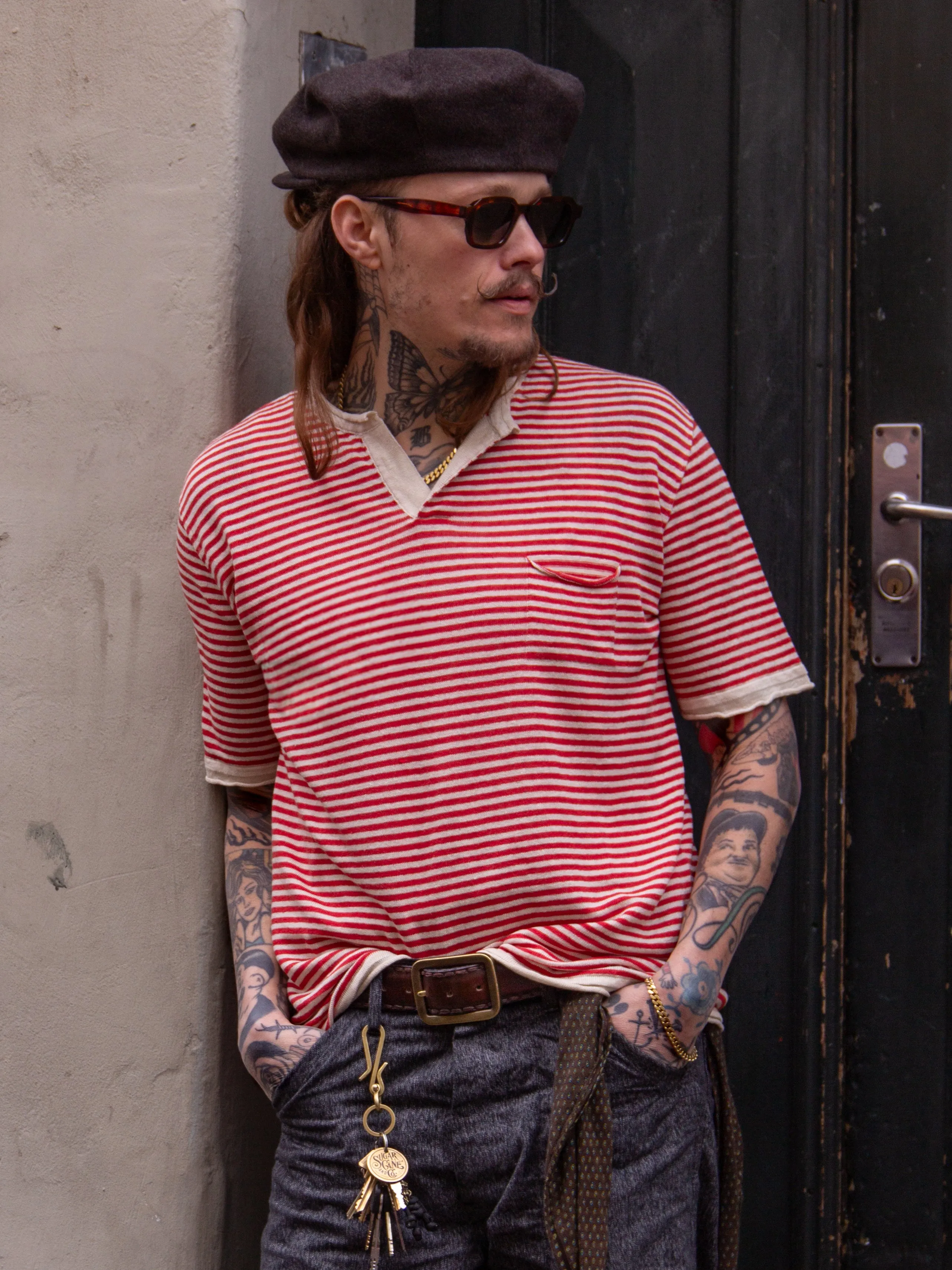 GRP, Neo Henley S/S, Ecru/ Red