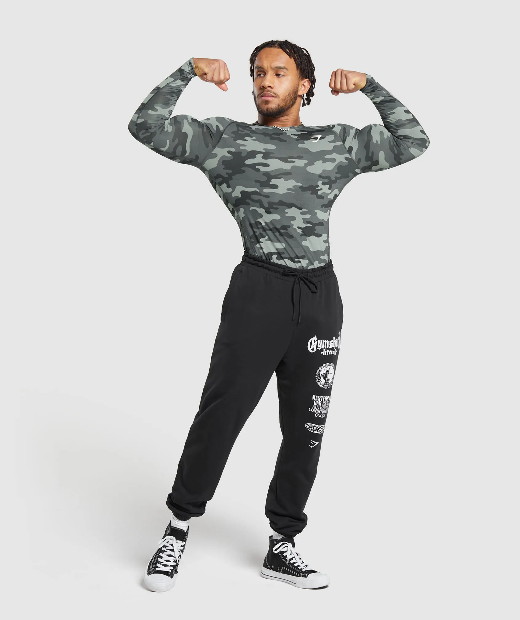 Gymshark Element Baselayer Long Sleeve Top - Grey Print