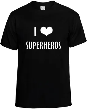 I Love Heart Superheros Unisex T-Shirt Novelty Graphic Tee Shirt