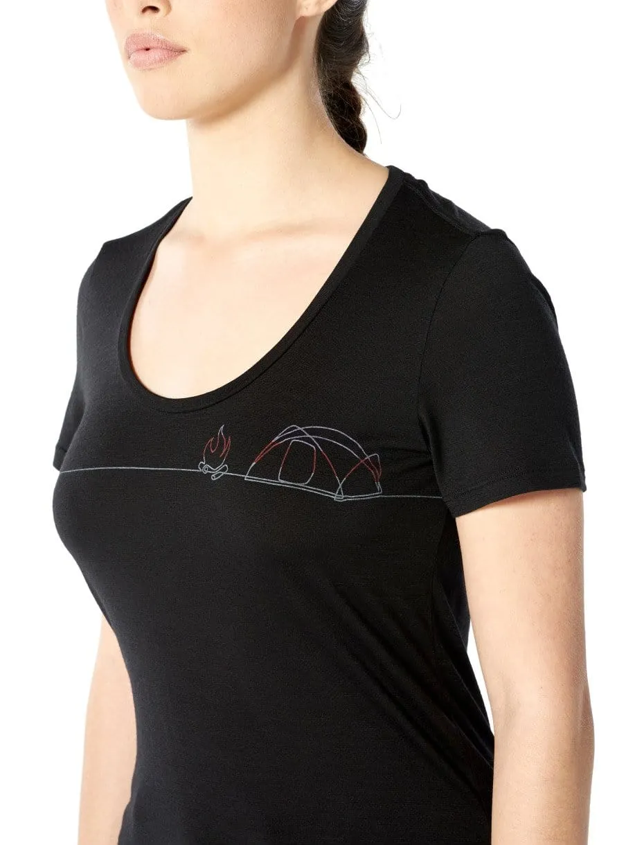 Ice Breaker Women's Tech Lite SS Scoop Single - Line Camp