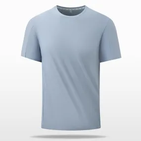 Ice silk thin short-sleeved t-shirt men's loose casual sports seamless large size top men's cool feeling breathable quick-drying