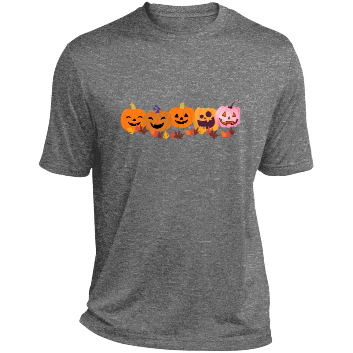 Jack 0 Lanterns in a Row CLOSEOUT -- Heather Performance Tee