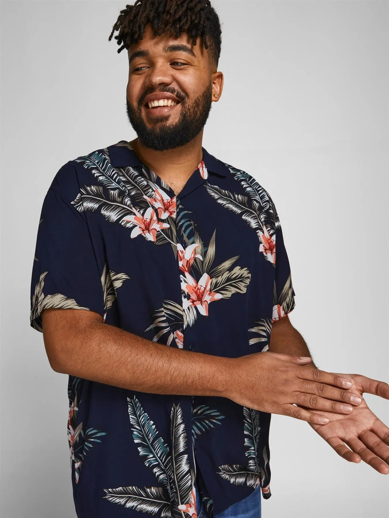 Jack & Jones Big & Tall Fit Size Men's Floral Short Sleeve Shirt In Soft Touch Viscose Size 1XL-6XL, 2 Colours