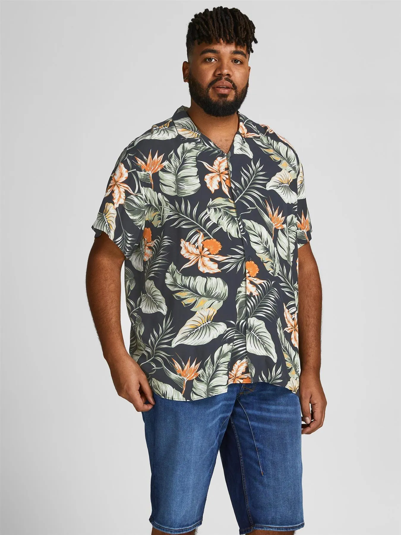 Jack & Jones Big & Tall Fit Size Men's Floral Short Sleeve Shirt In Soft Touch Viscose Size 1XL-6XL, 2 Colours