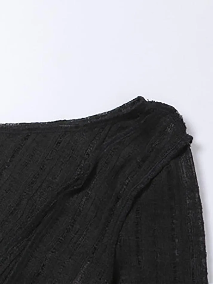 Joskaa Irregular Cold Shoulder Long Sleeve Top