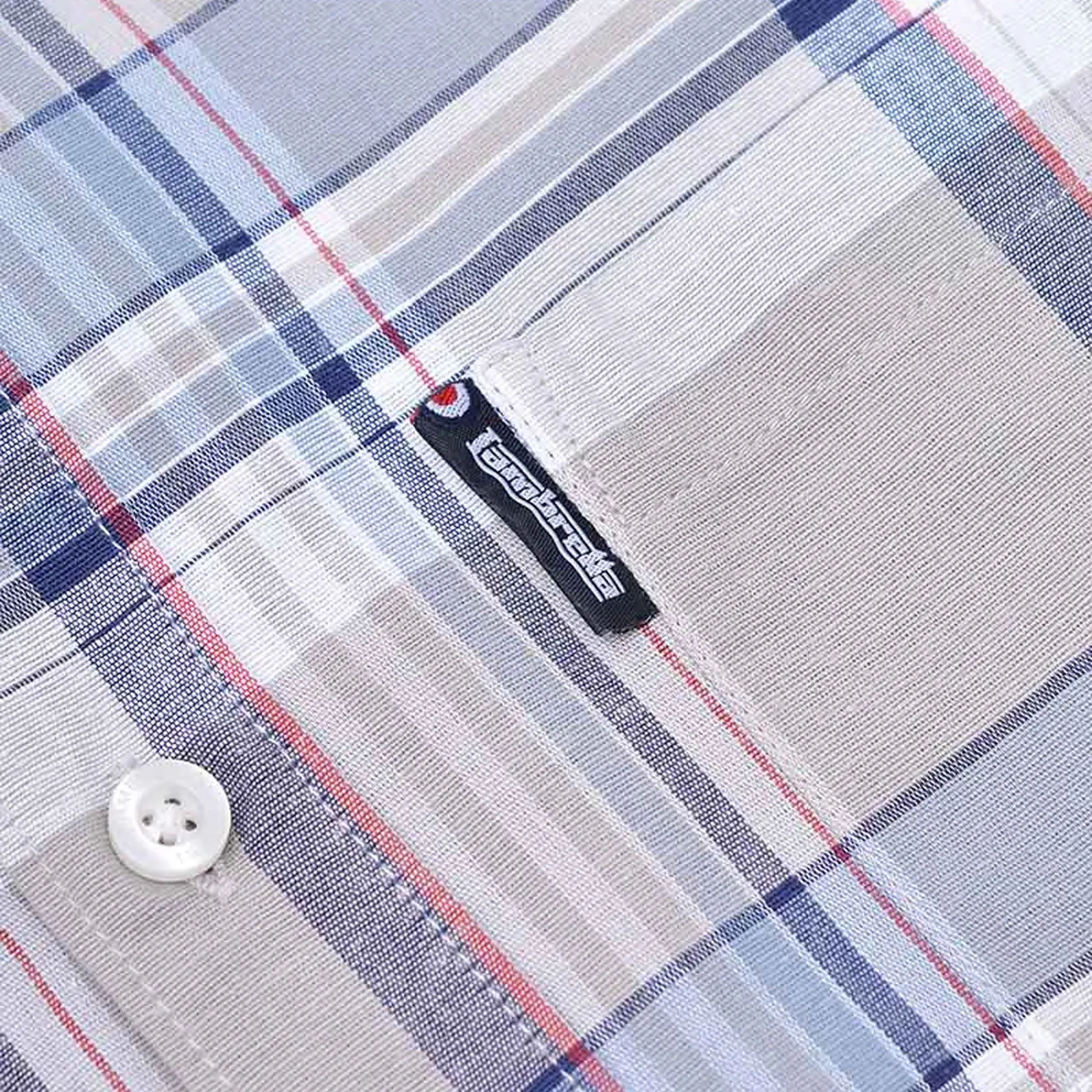 Lambretta Mens Retro Checked Short Sleeve Button Down Shirt - Khaki