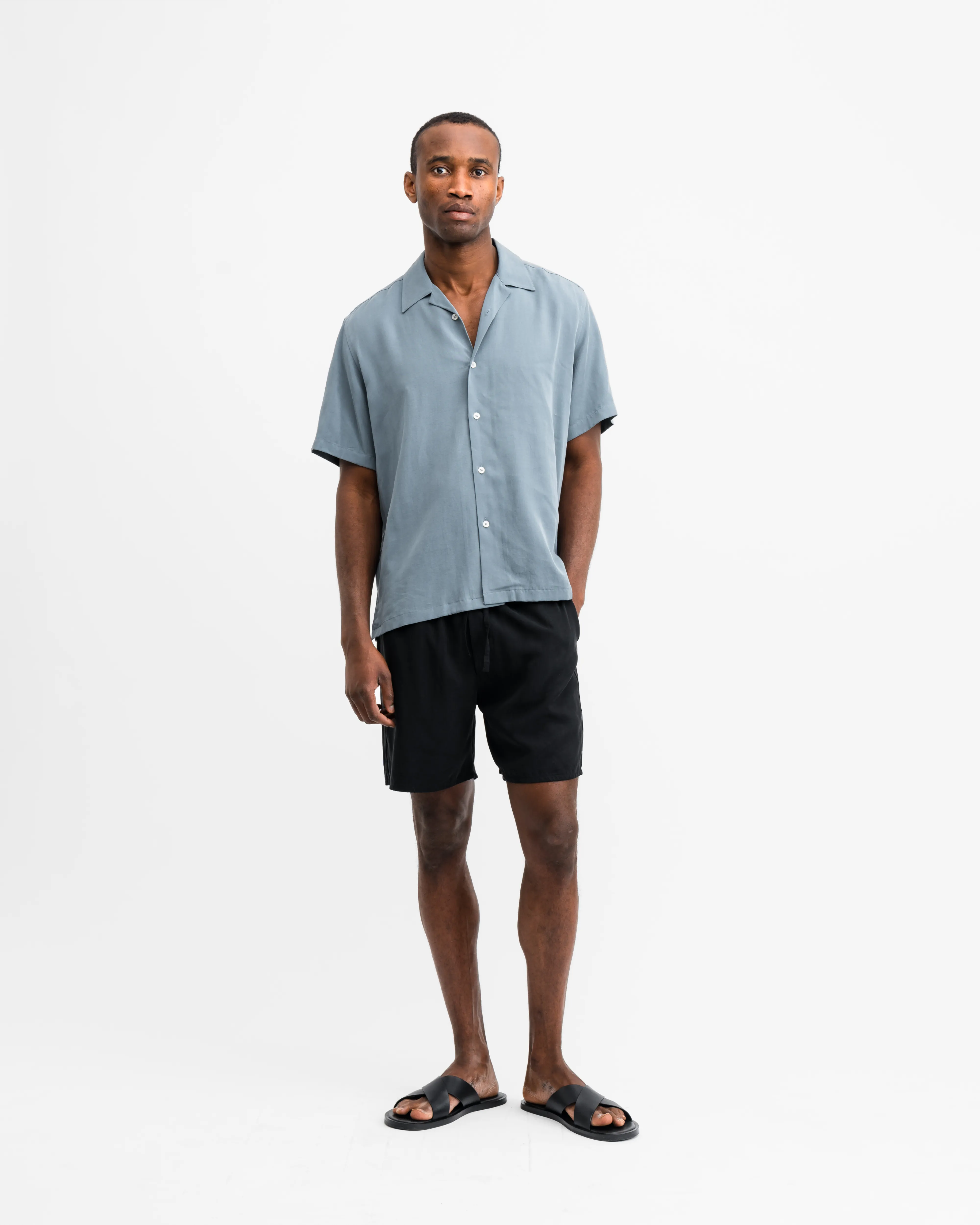 Lyocell Bowling Shirt Light Petrol