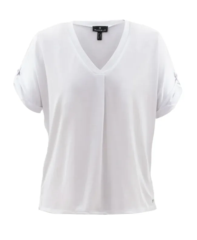 Marble 6524 V-Neck Short Sleeved Top (2 Colours)