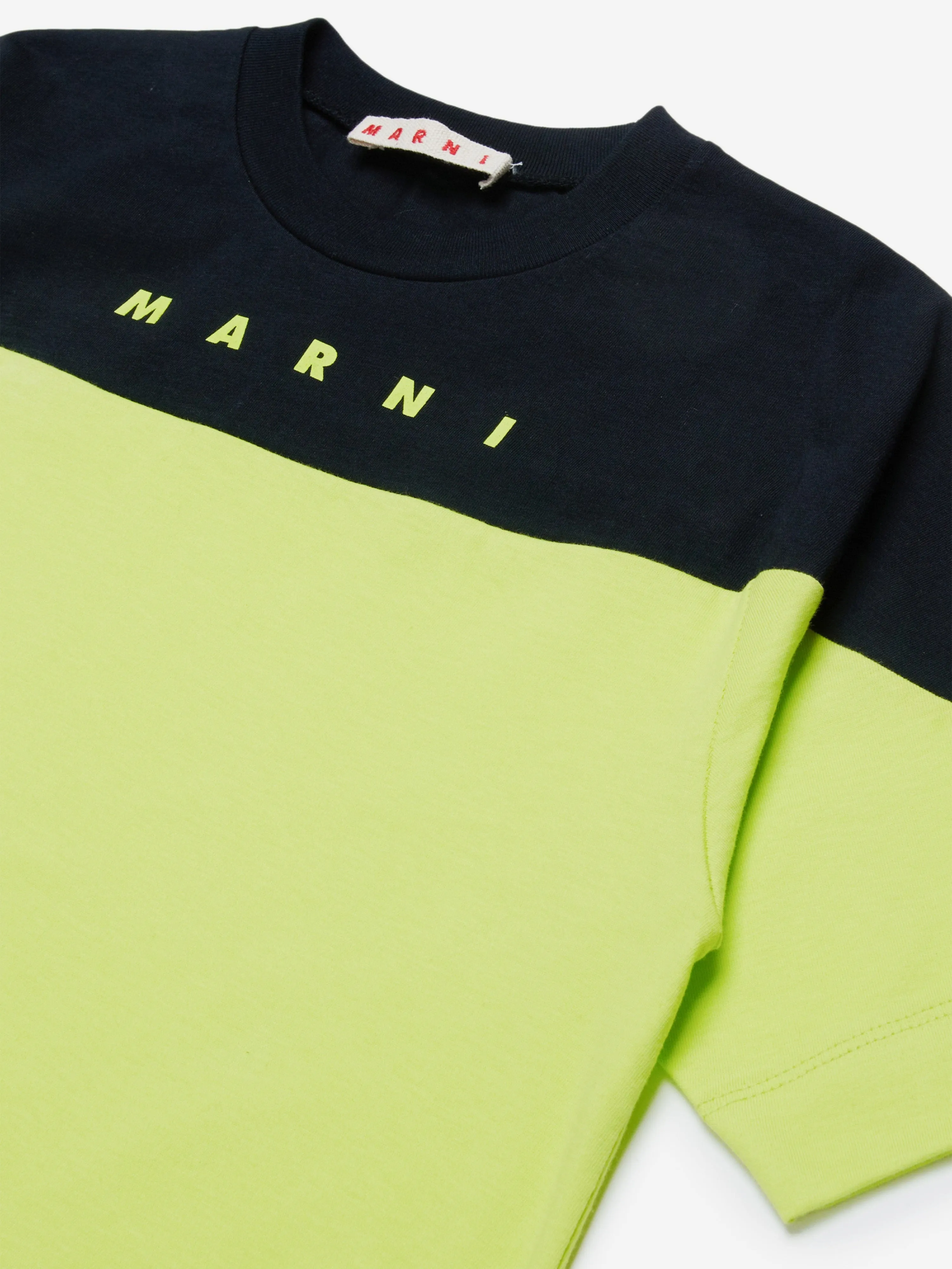 MARNI Kids Colourblock T-Shirt in Green