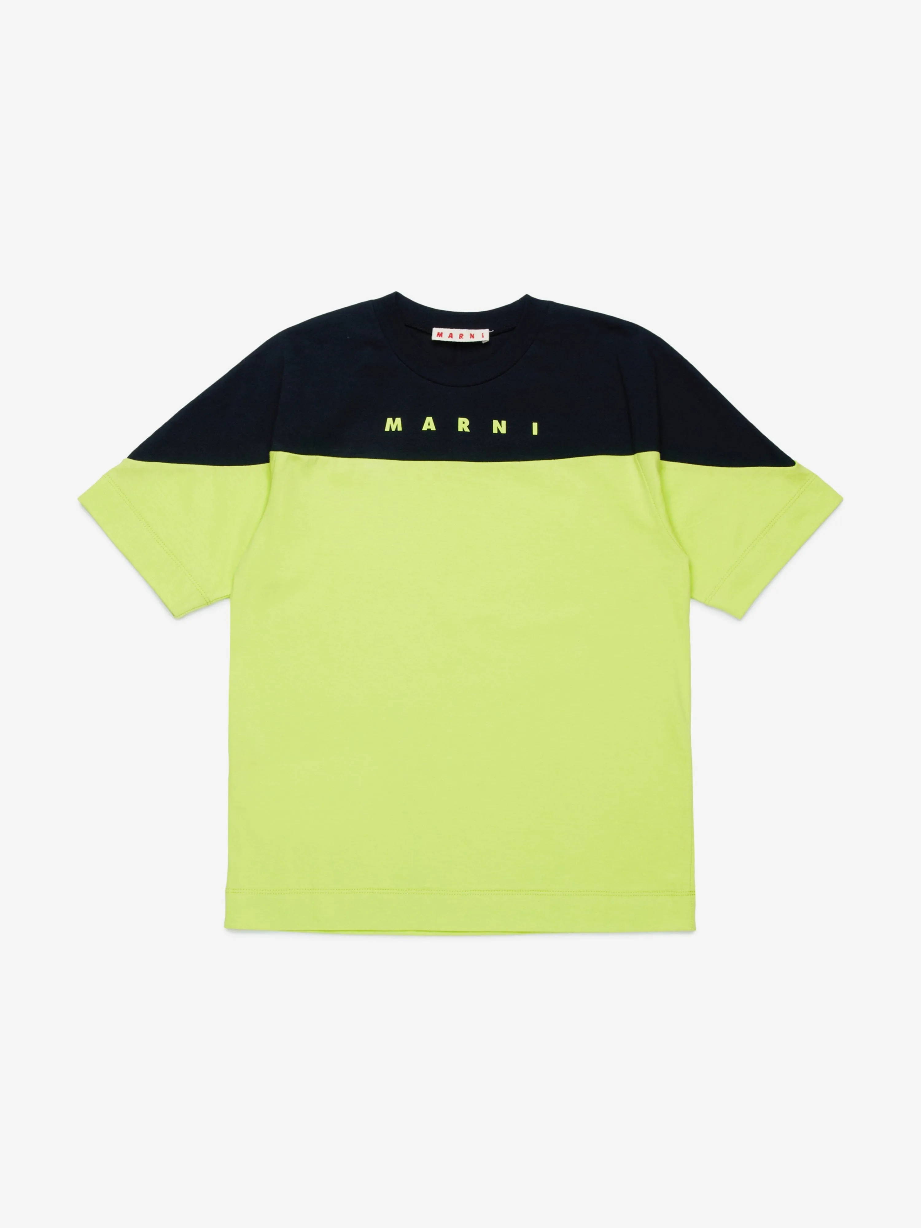 MARNI Kids Colourblock T-Shirt in Green