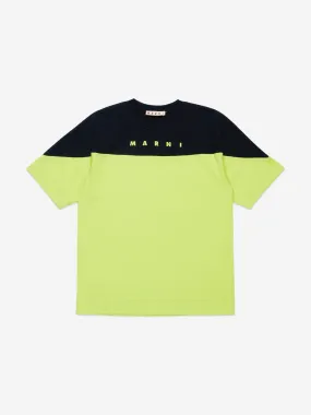 MARNI Kids Colourblock T-Shirt in Green