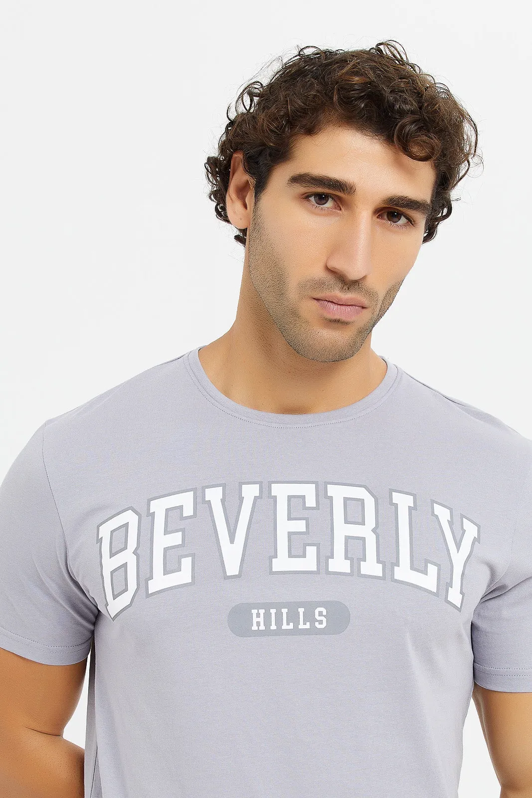 Men Lilac Graphic T-Shirt
