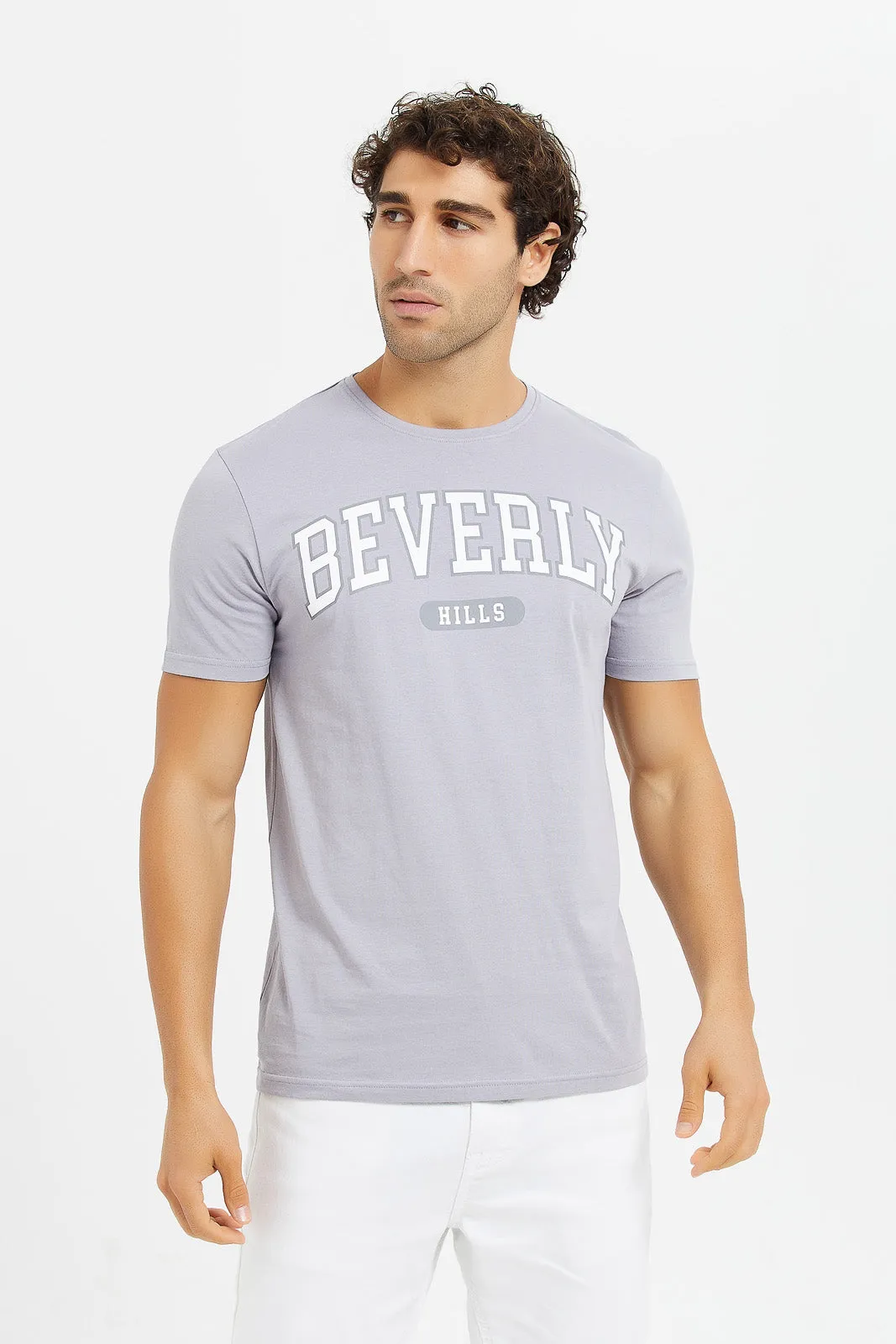 Men Lilac Graphic T-Shirt
