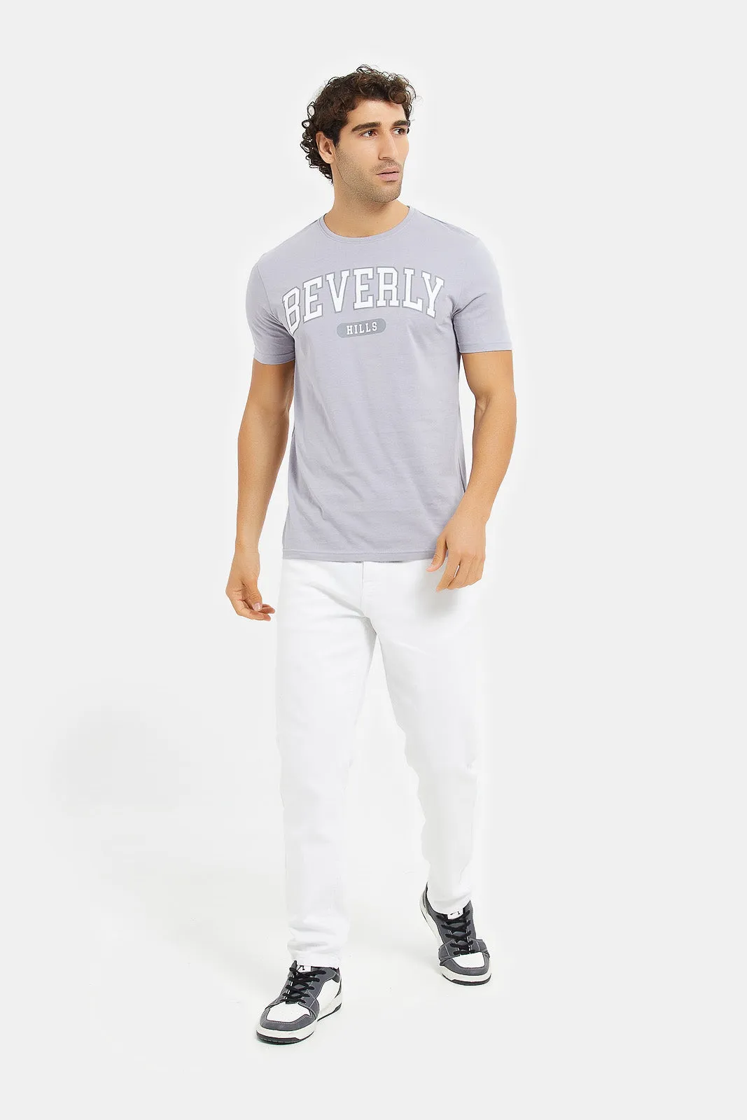 Men Lilac Graphic T-Shirt
