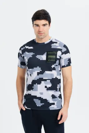 Men Navy Printed T-Shirt