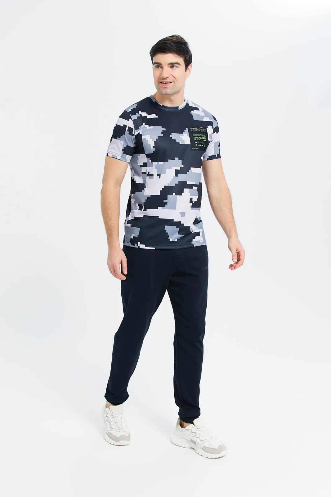 Men Navy Printed T-Shirt