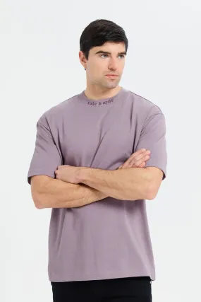 Men Purple Back Printed T-Shirt