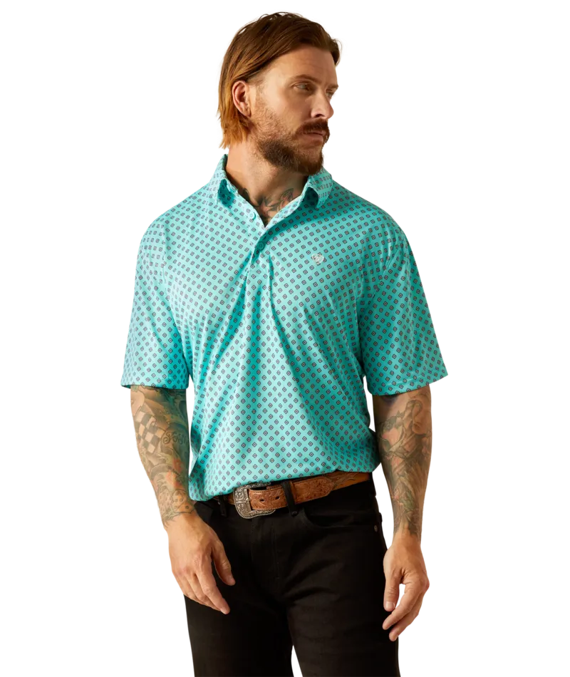 Men's Aruba Blue All Over Print Polo T-Shirt