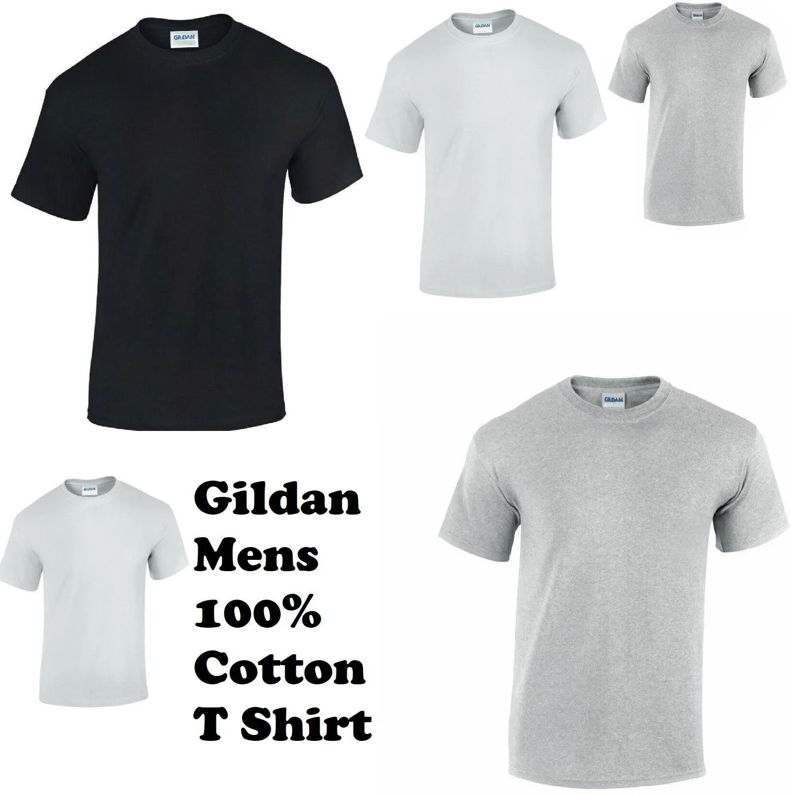 Mens Plain Top Shirt Gildan Cotton Crew Neck Top Unisex Short Sleeve T-Shirt S-2XL