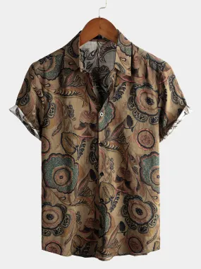 Men's Vintage Cotton Casual Short Sleeve Shirt