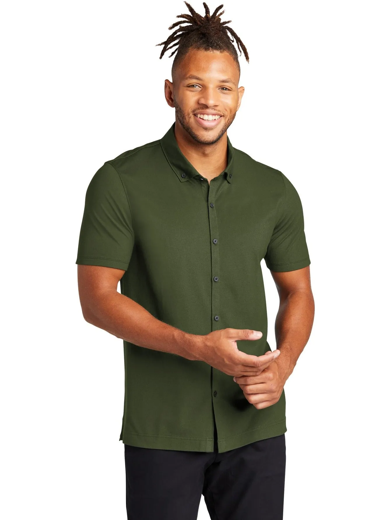 Mercer Mettle Stretch Pique Full-Button Polo