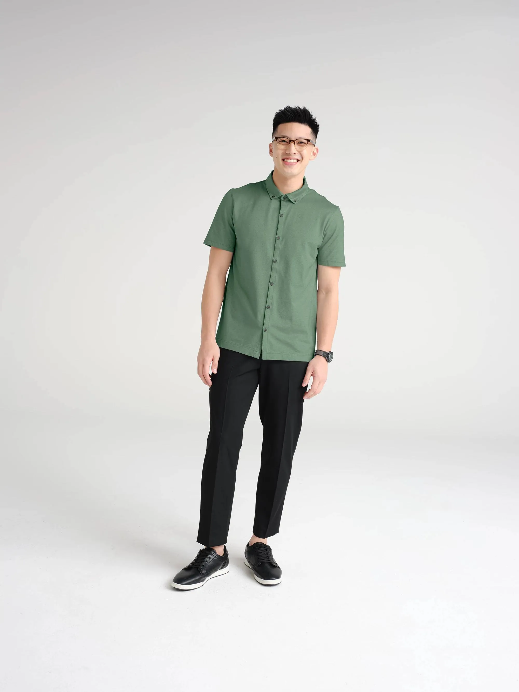 Mercer Mettle Stretch Pique Full-Button Polo