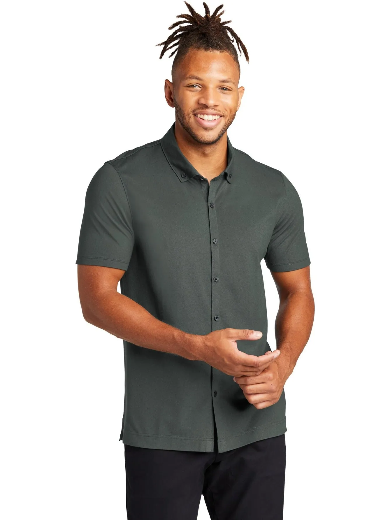 Mercer Mettle Stretch Pique Full-Button Polo
