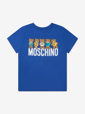 Moschino Boys Teddy Bear Logo T-Shirt in Blue