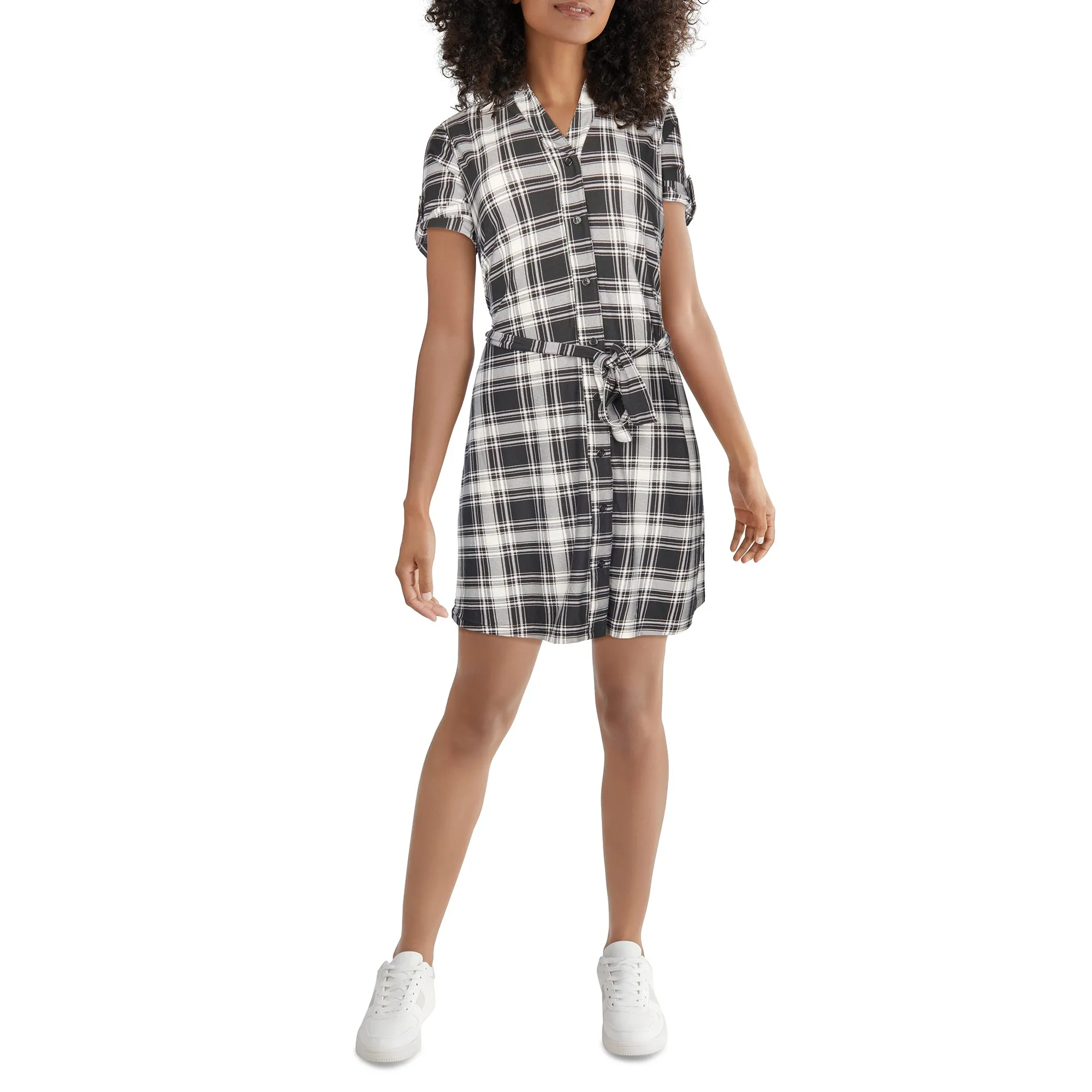 mySTYLE Women's Cool Comfort Short Sleeve Dress with Button Front