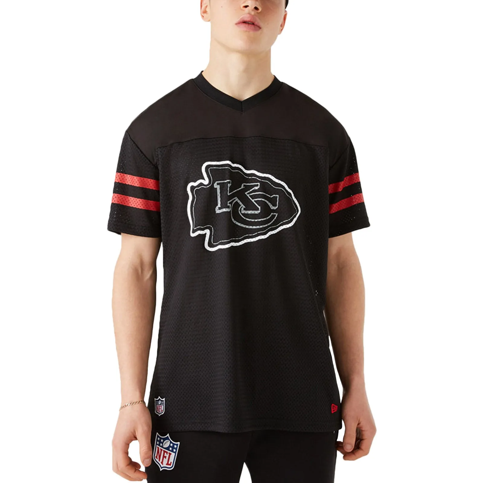 New Era Mens Kansas City Chiefs Logo Outline NFL T-Shirt - Black