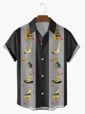 New Summer Stripe Creative 6 3D Digital Printing Trend Loose Short Sleeve Shirt Men Top