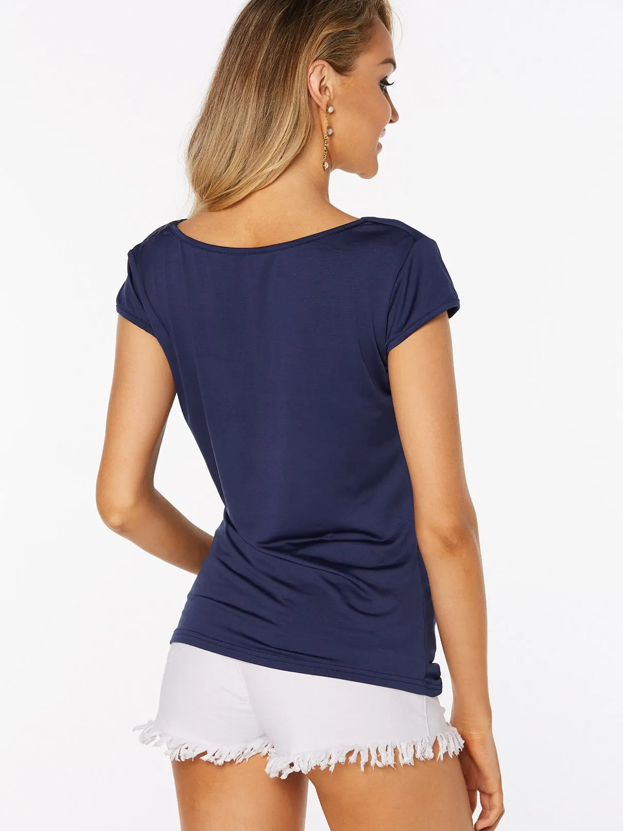 OEM ODM Drape Sagging Short Sleeves T-shirt With Bead