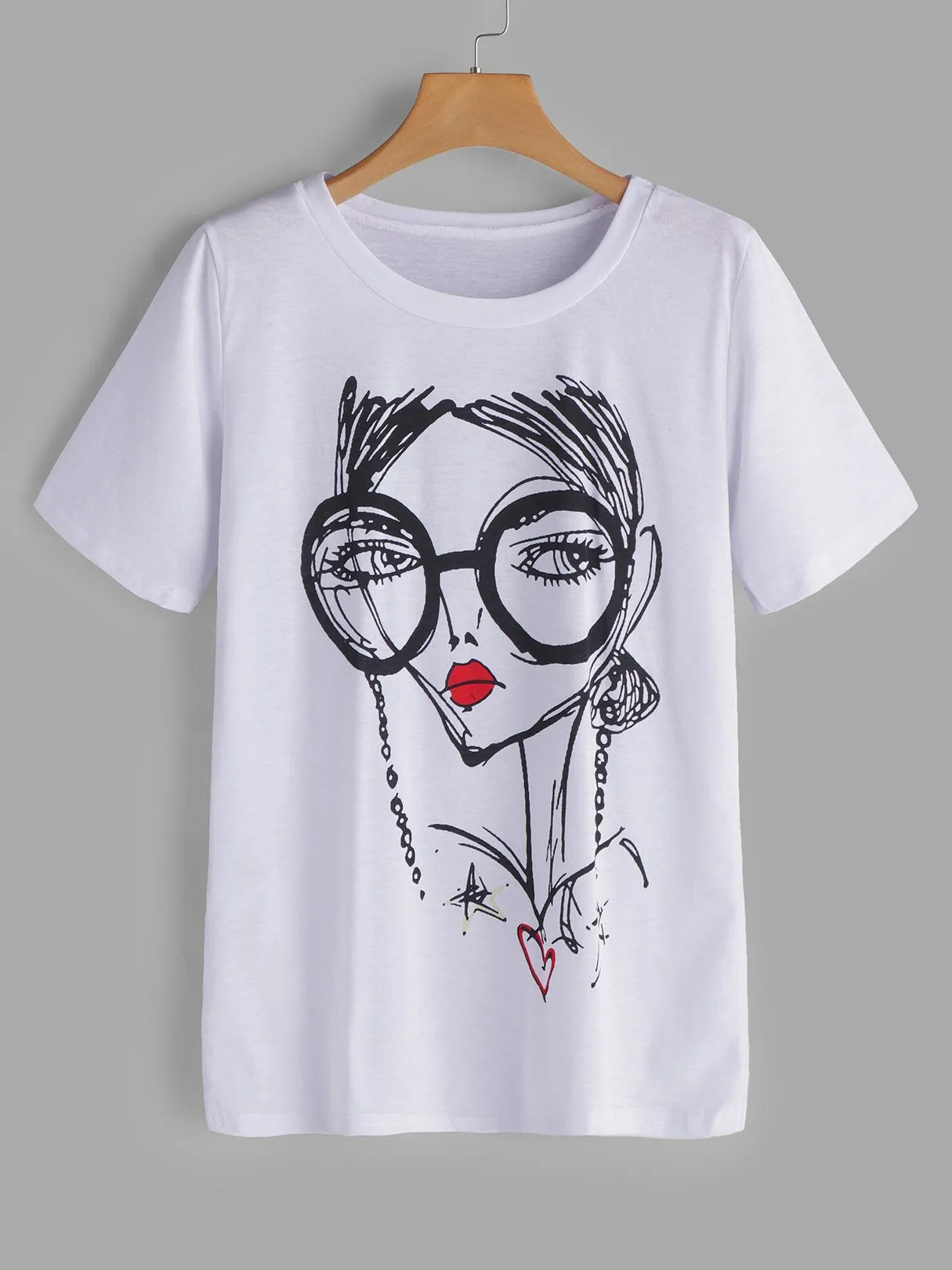 OEM ODM Printed Round Neck Short Sleeve White T-Shirt