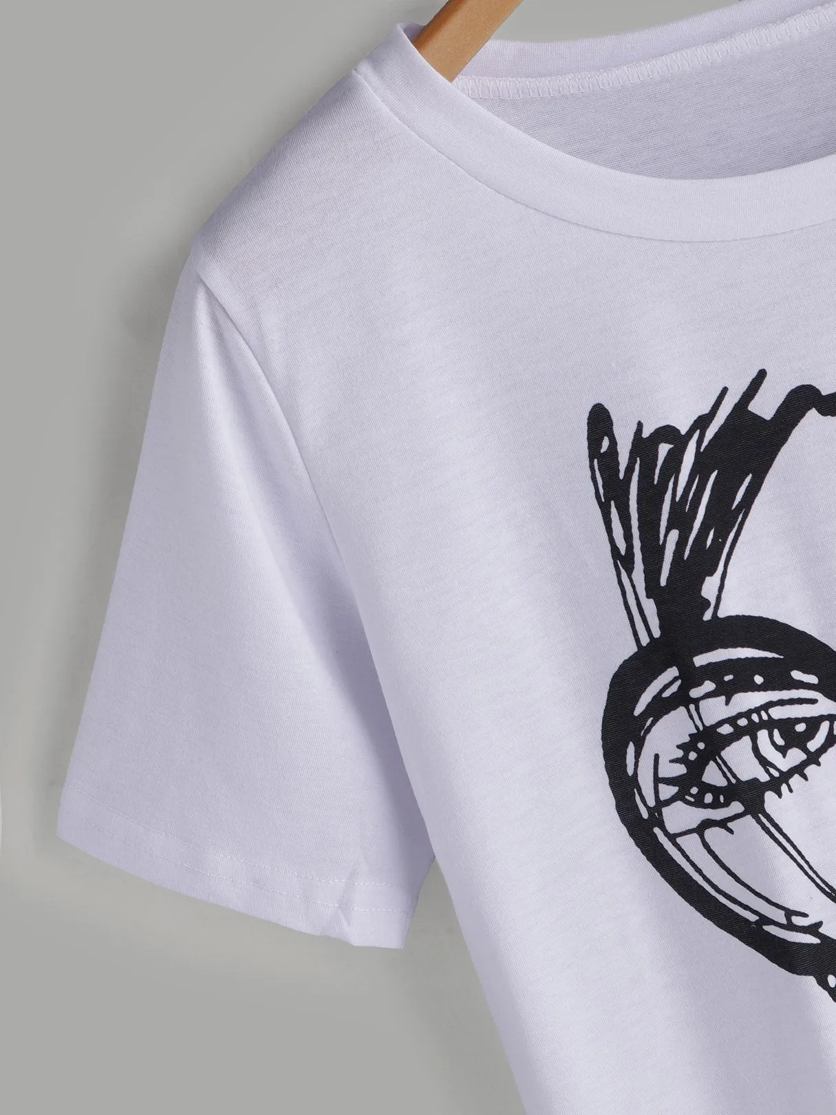OEM ODM Printed Round Neck Short Sleeve White T-Shirt