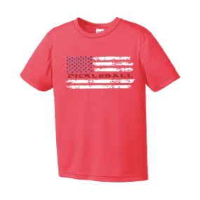 Pickleball Flag (Customizable) | Youth Short Sleeve Pickleball Shirts | 100% Polyester