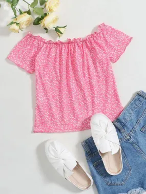Plant Print Lettuce Edge Bardot Tee