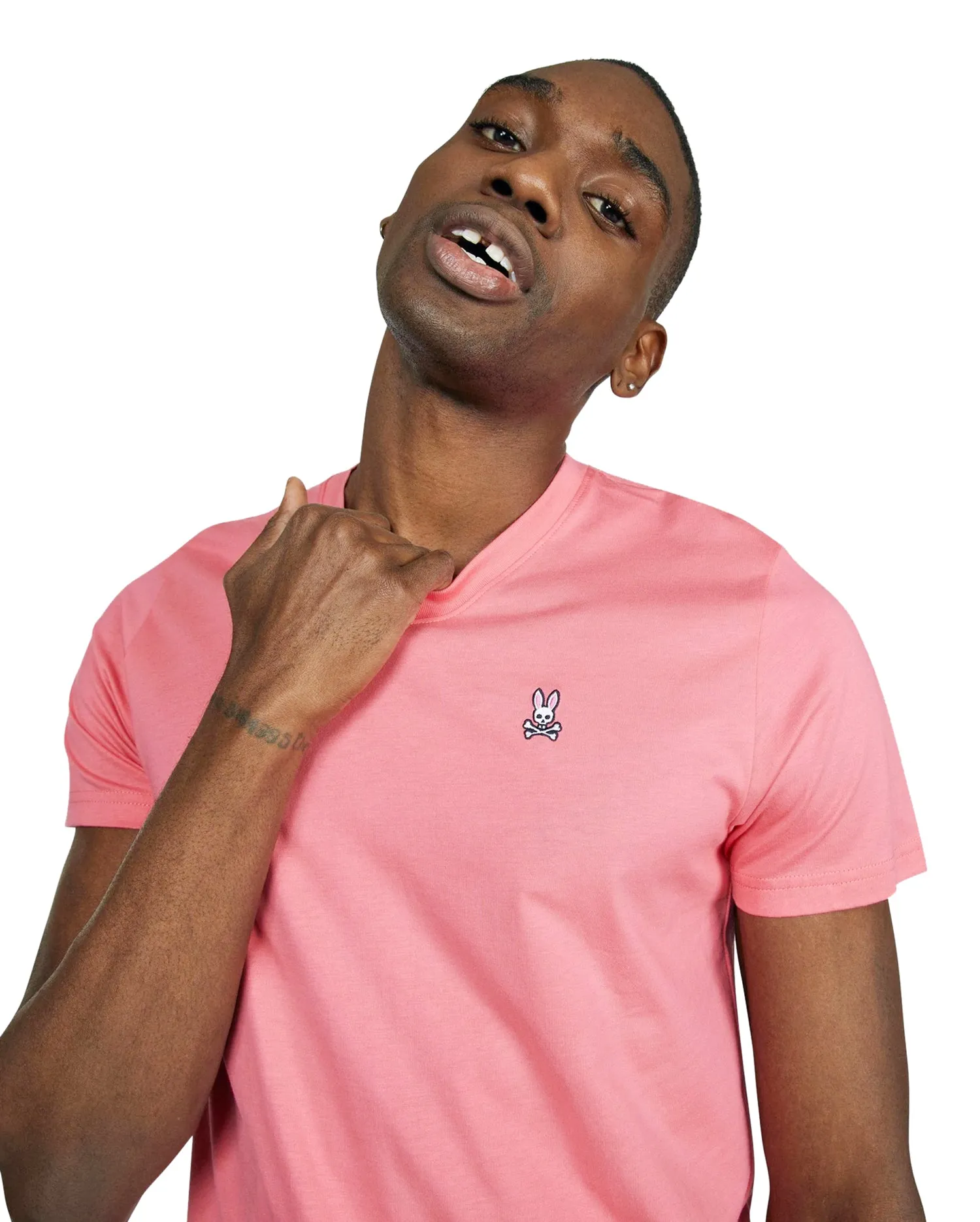 Psycho Bunny Mens Classic V-Neck T-Shirt