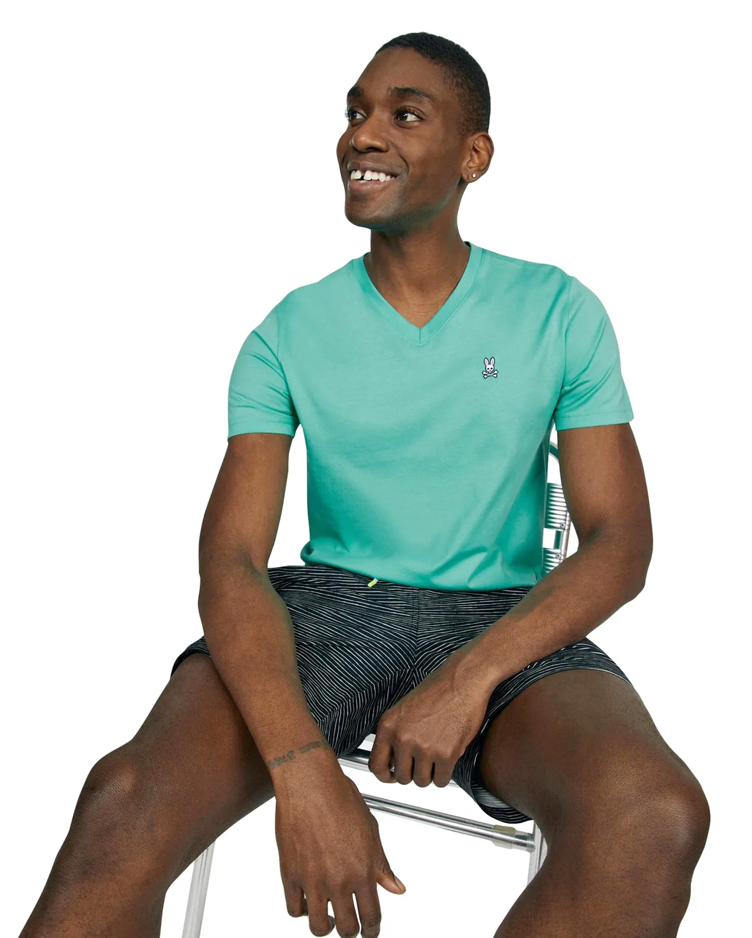 Psycho Bunny Mens Classic V-Neck T-Shirt