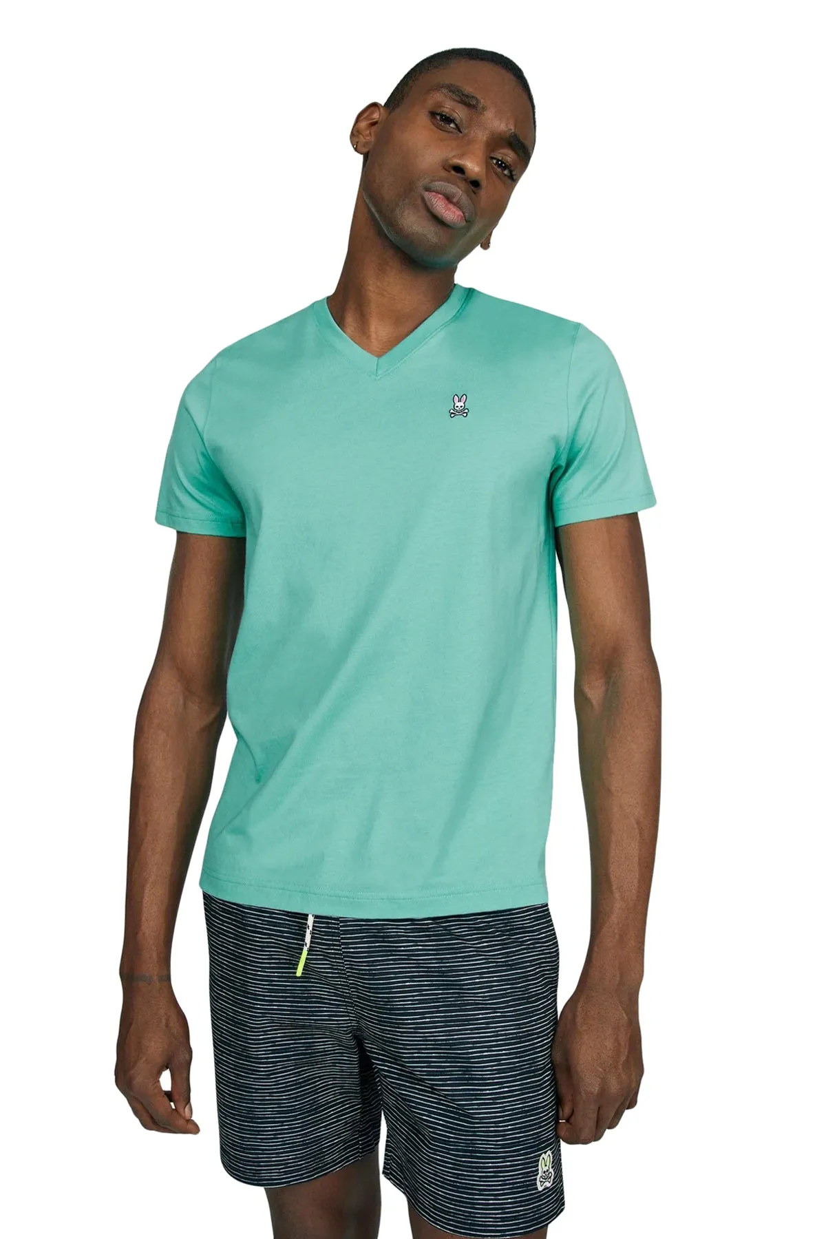 Psycho Bunny Mens Classic V-Neck T-Shirt