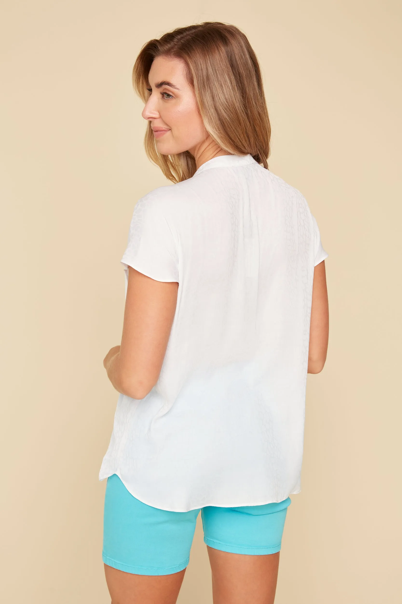 Renuar Airflow Cap Sleeve Blouse - White