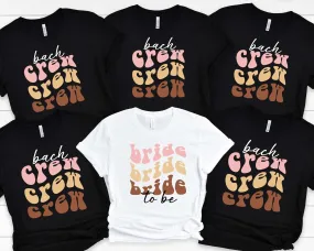 Retro Bride to Be & Bach Crew Bachelorette Party Shirts, Retro 70s Theme Bachelorette Party Favors