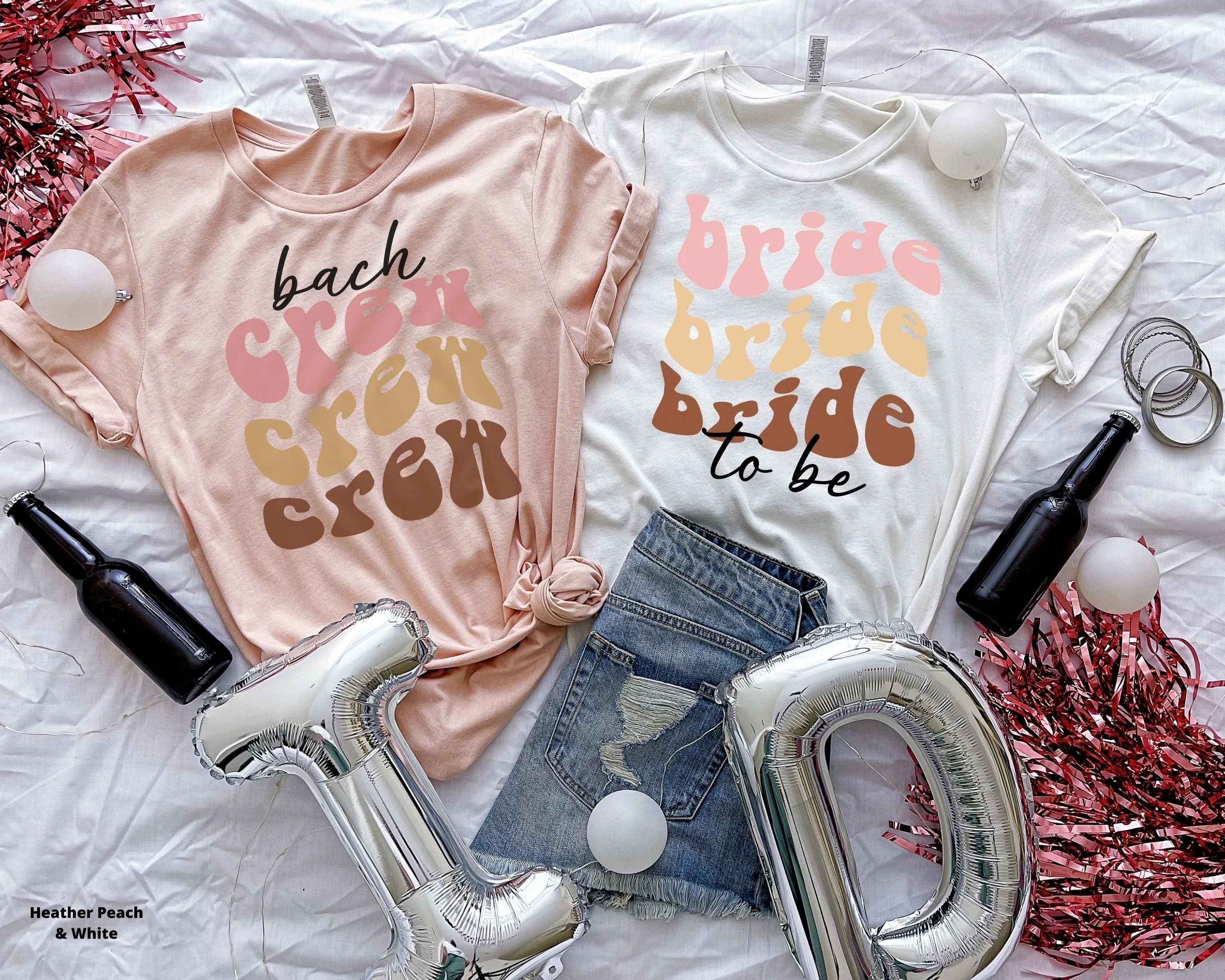 Retro Bride to Be & Bach Crew Bachelorette Party Shirts, Retro 70s Theme Bachelorette Party Favors